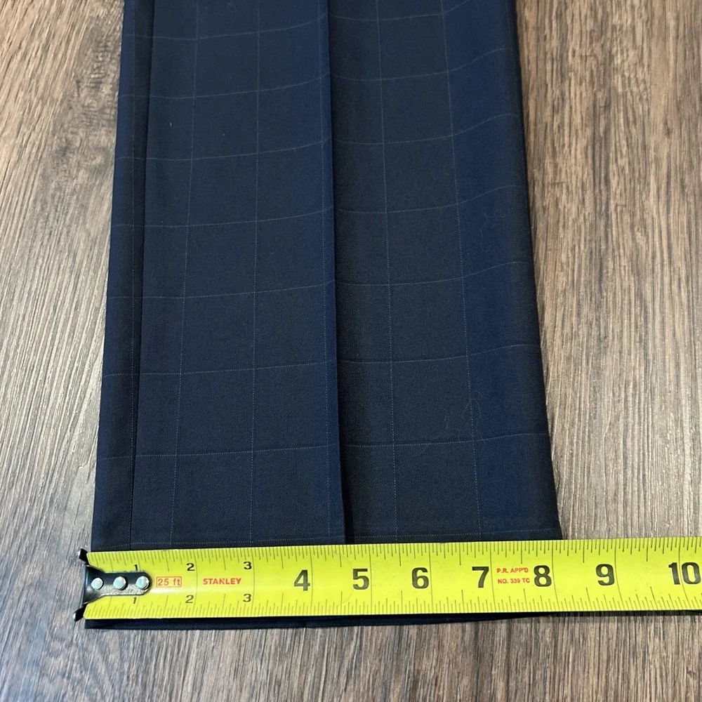 Banana Republic Tailored Fit Windowpane Navy Suit Mens Pants 44L 33X34-Set